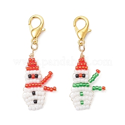 2Pcs Snowman Glass Seed Beaded Pendant Decorations&nbsp;HJEW-MZ00368