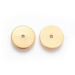 イオンプレーティング（IP）304ステンレススチールスペーサービーズ  ディスク  ゴールドカラー  6x0.7mm  穴：1.1mm&nbsp;STAS-G193-07A-G