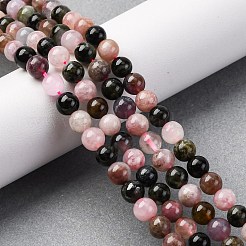 天然のマルチカラートルマリンビーズ連売り  丸いビーズ  6mm  約67個/連  15.35インチ（39cm）&nbsp;G-L608-B01-01