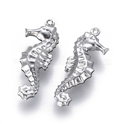 変色しない304ステンレススチールペンダント  マット  タツノオトシゴ  ステンレス鋼色  26.5x10x4mm  穴：1mm&nbsp;STAS-I120-07-MP