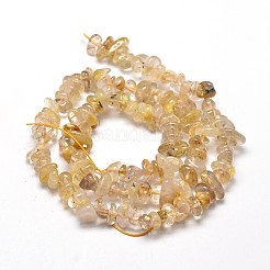 天然のルチルクォーツさざれ石のビーズ連売り  5~14x4~10mm  穴：1mm  約15.5インチ〜16.1インチ&nbsp;G-E271-90