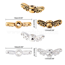 Tibetan Style Alloy Fairy Wing Beads&nbsp;TIBEB-PH0004-81-WH