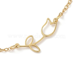 304ステンレススチールブレスレット  花  18KGP本金メッキ  7インチ（17.7cm）&nbsp;BJEW-Q340-02G