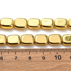 電気メッキガラスビーズセット  長方形  黄金メッキ  10x8x4mm  穴：0.9mm  約40個/連  15.51''（39.4センチメートル）&nbsp;EGLA-H109-09F