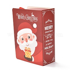 クリスマス折りたたみギフトボックス  リボン付きの本の形  ギフトラッピングバッグ  プレゼント用キャンディークッキー  サンタクロース  13x9x4.5cm&nbsp;CON-M007-03C