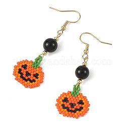 Halloween Glass Seed Beads Woven Dangle Earrings for Women&nbsp;EJEW-MZ00780