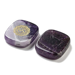 Natural Amethyst Rectangle with Chakra Sign Figurines Display Decorations&nbsp;DJEW-K025-02C