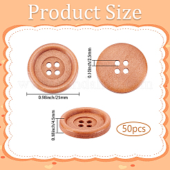 50Pcs Wood Buttons&nbsp;BUTT-GF0004-33
