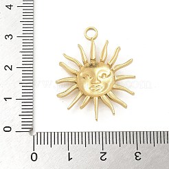 304ステンレスペンダント  太陽のチャーム  ゴールドカラー  29.5x24x3mm  穴：2.5mm&nbsp;STAS-I322-06G-01