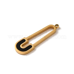 304ステンレススチールエナメルペンダント  ペーパー クリップ チャーム  14KGP本金メッキ  22x6.5x1.5mm  穴：1mm&nbsp;STAS-L022-335G