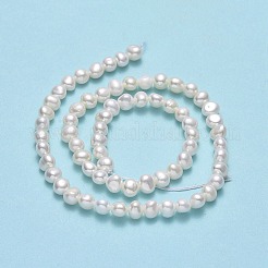 天然養殖淡水パールビーズ連売り  研磨両側  リネン  5x5.5~6x4.5~5mm  穴：0.7mm  約67個/連  13.98''（35.5センチメートル）&nbsp;PEAR-A005-09-01