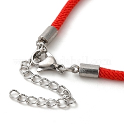 ミラノコード＆304ステンレススチールブレスレットの作り方  丸皿付き  レッド  トレイ：10mm  7-3/8インチ（18.7cm）&nbsp;MAK-H004-02C-P02