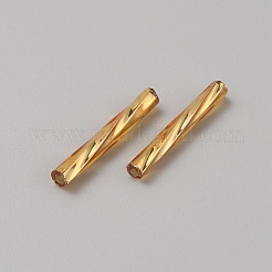 電気メッキガラスツイストビーズ  チューブビーズ  コラム  黄金メッキ  20x3mm  穴：1.2mm  約2500個/袋&nbsp;EGLA-WH0001-14A-G
