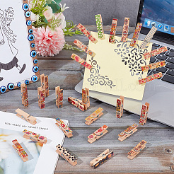 10Pcs 10 Styles Flower Printed Wooden Craft Pegs Clips&nbsp;AJEW-WH0248-505