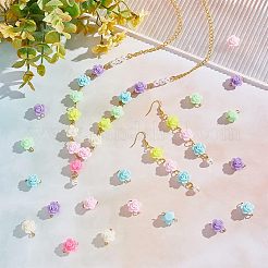 不透明アクリルビーズコネクターチャーム200個  ゴールデンアイアンダブルループ付き  花  ミックスカラー  15x12~12.5x7~7.5mm  穴：1.8mm&nbsp;FIND-HY0001-30