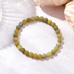 Frosted Natural TaiWan Jade Round Beaded Stretch Bracelets for Women Men&nbsp;BJEW-JB11478-01