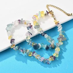 天然蛍石チップビーズネックレス  女性のためのアクセサリー用原石のアクセサリー  15.75インチ（40cm）&nbsp;NJEW-FZ00004-08