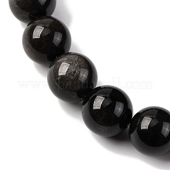 天然銀光沢の黒曜石ビーズ 連売り  ラウンド  16mm  穴：1.2mm  約25個/連  15.55''（39.5センチメートル）&nbsp;G-F808-C01-16mm