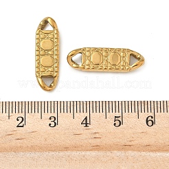 304ステンレススチールコネクタチャーム  織り目加工の長方形のリンク  イオンプレーティング（ip）  ゴールドカラー  25x8x3mm  穴：3x3.5mm&nbsp;X-STAS-K252-16G