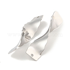変色しない304ステンレススチールペンダント  ツイスト長方形チャーム  ステンレス鋼色  49x11x2mm  穴：2mm&nbsp;STAS-A099-21P