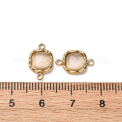 304 Stainless Steel Pave Cat Eye Square Connector Charms&nbsp;STAS-L022-524G