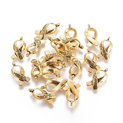 Breast Cancer Awareness Ribbon Carved Word Hope Tibetan Style Alloy Pendants&nbsp;TIBEP-LF5104YKG-AG-FF
