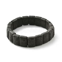 Rectangle Frosted Natural Lava Rock Bead Stretch Bracelets for Women Men&nbsp;BJEW-C097-03B