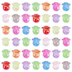 50 個の UV メッキ透明アクリルビーズ  虹色の  花  ミックスカラー  15.5x16x12mm  穴：2.5mm&nbsp;OACR-TA0001-75