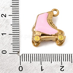 304ステンレススチールエナメルペンダント  ローラースケートのチャーム  イオンプレーティング（ip）  18KGP本金メッキ  パールピンク  19x17x7mm  穴：2mm&nbsp;SA-CBA7FC1-15G-01