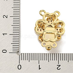 真鍮マイクロキュービックジルコニアボックスの留め金を開く  ニッケルフリー  クローバー  1連  2穴  4KGP本金メッキ  ライラック  18mm  穴：19.5x15x9mm&nbsp;KK-U037-23G-01