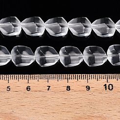 つや消しガラスビーズ連売り  天然石風  多面カット  ナゲット  透明  12x9.5x6.5mm  穴：0.9mm  約50個/連  23.23~23.62''（59~60センチメートル）&nbsp;GLAA-T023-30C