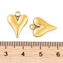 イオンプレーティング（IP）304ステンレスペンダント  ハートチャーム  18KGP本金メッキ  16x12x3.5mm  穴：1.8mm&nbsp;STAS-G335-02G
