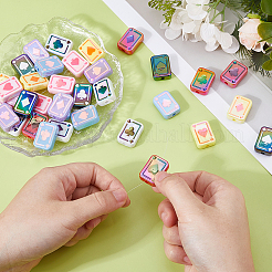 35Pcs 7 Colors UV Plating Rainbow Iridescent Acrylic Enamel Beads&nbsp;SACR-DC0001-20