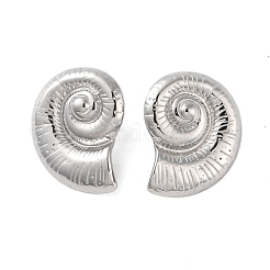 304ステンレススチールイヤリング  巻き貝  プラチナ  28x23.5mm&nbsp;LS-EJEW-O004-11P