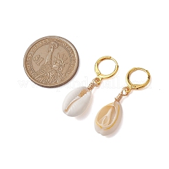 Natural Cowrie Shell Leverback Earrings&nbsp;EJEW-JE06059