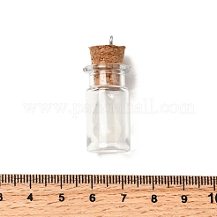 ハロウィーンのガラスの願い事ボトルペンダント  幽霊の柱  樹脂と鉄のループ付き  透明  38x15mm  穴：2mm&nbsp;LS-IFIN-P041-02P-01