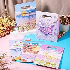 5Pcs 5 Styles Printed Paper Gift Tote Bags&nbsp;ABAG-TA0001-53