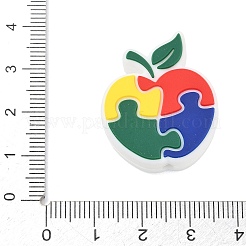 自閉症をテーマにしたシリコンビーズ  焦点ビーズ  パズルアップル  30x25x8mm  穴：2.5mm&nbsp;SL-CBAF318-D05