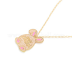 Easter Pink Rabbit Zinc Alloy Enamel with Imitation Pearl Pendant Iron Chain Necklaces for Women&nbsp;FS-WGDCBF5-01