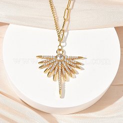 304 Stainless Steel Micro Pave Clear Cubic Zirconia Pendant Necklaces for Women&nbsp;NJEW-Z103-01G-06