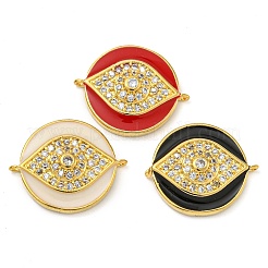 Rack Plating Brass Micro Pave Clear Cubic Zirconia Eye Connector Charms&nbsp;KK-Z063-20G