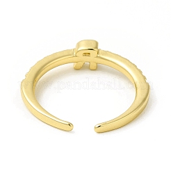 Clear Cubic Zirconia Initial Letter Open Cuff Ring&nbsp;RJEW-H120-09G-R