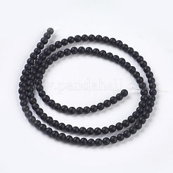 天然石黒瑪瑙ビーズ連売り  グレードA  フロストマット  ラウンド  染め＆加熱  3mm  穴：1mm  約117個/連  15インチ&nbsp;G-D543-3mm