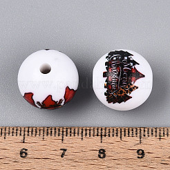 Christmas Printed Opaque Acrylic Round Beads&nbsp;OACR-T029-08A