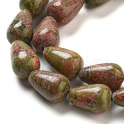 天然石ユナカイトビーズ連売り  ティアドロップ  12x8mm  穴：1.2mm  約33~34個/連  15.16~16.54''（38.5~42センチメートル）&nbsp;G-B106-A23-02