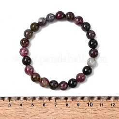 天然のマルチカラートルマリンビーズ伸縮性ストレッチブレスレット  52mm  8.5mm&nbsp;BJEW-D417-8mm-04A