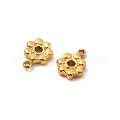 304ステンレススチールチャーム  イオンプレーティング（ip）  花のチャーム  18KGP本金メッキ  7.5x6x2mm  穴：1mm&nbsp;X1-STAS-Z157-07G