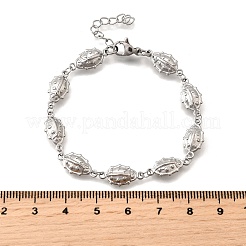304ステンレススチール製てんとう虫リンクブレスレット（女性用）  ステンレス鋼色  6-5/8インチ（16.7cm）&nbsp;BJEW-K226-15B-P