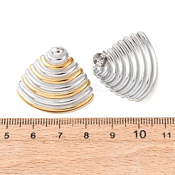 ツートンシェルシェイプ304ステンレススチールスタッドピアス  鉛フリー＆カドミウムフリー＆ニッケルフリー  ゴールデン·ステンレス鋼色  25x30mm&nbsp;EJEW-H176-01GP