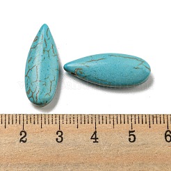 合成ターコイズビーズ  染め  ティアドロップ  トップ掘削  ターコイズ  24.5x10x5mm  穴：1mm&nbsp;G-B070-26A